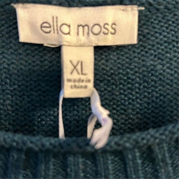 Ella Moss Women's XL Green Blue Crewneck Pullover Sweater Long Sleeve Casual - Picture 6 of 10